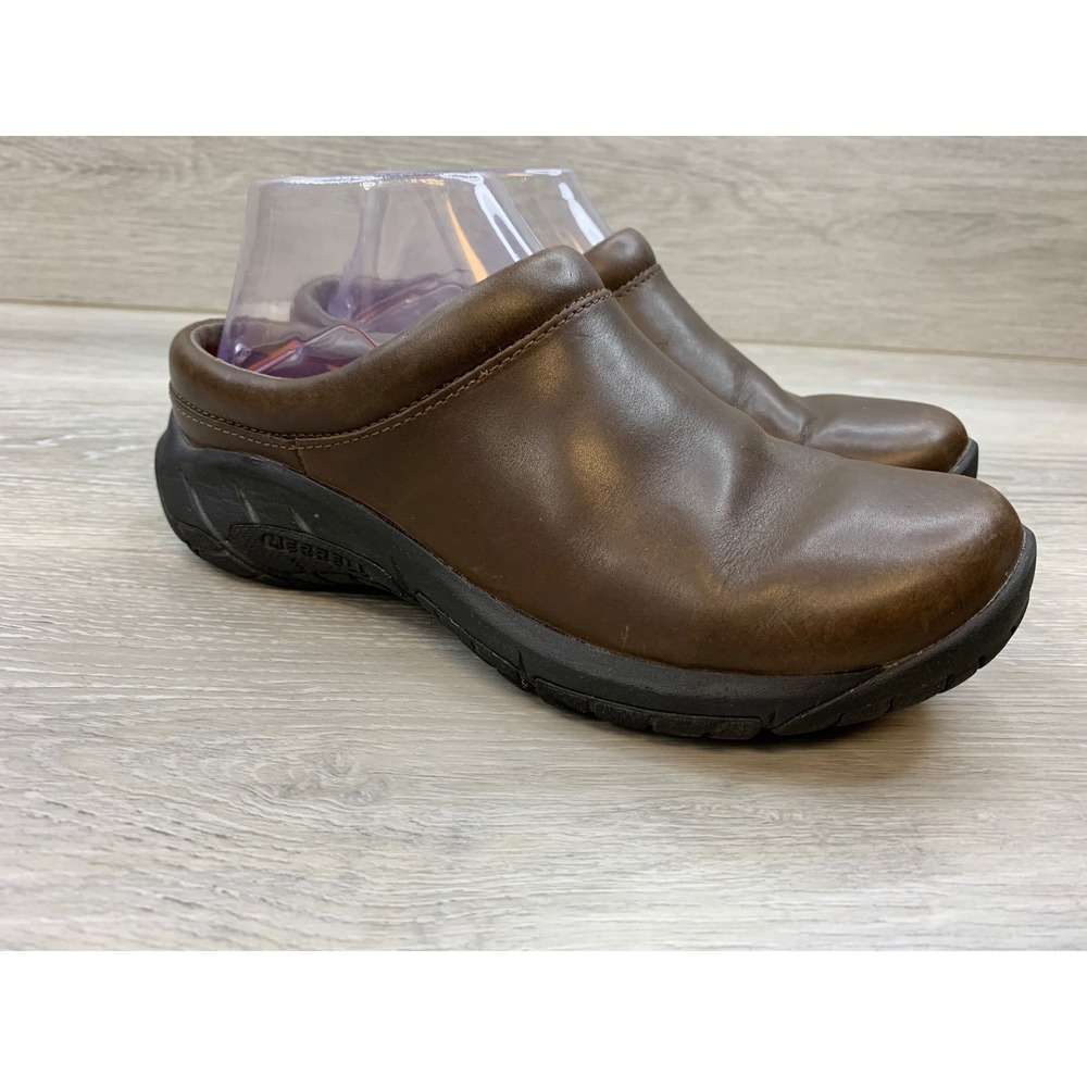 Merrell Encore Q2 Breeze Brown Leather Slip On Clogs Women's 7 Trail Shoes